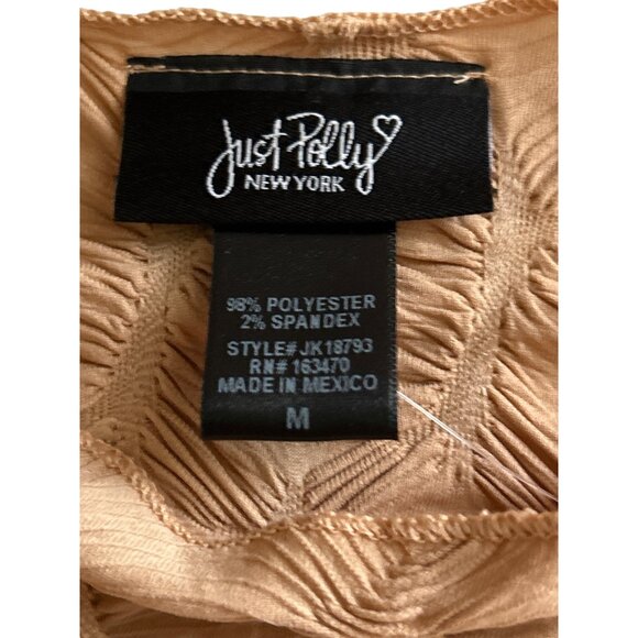 Just Polly New York Tan Textured Long Sleeve Cropped Top Medium - Picture 4 of 7